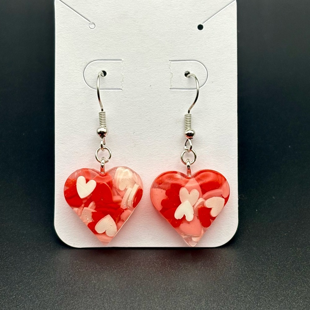 Hearts N’ Hearts Earrings- HANDMADE